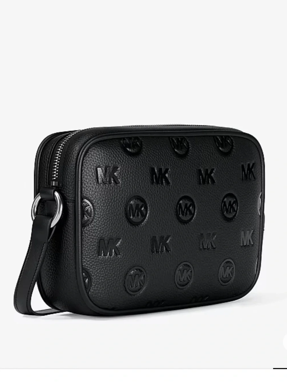 Michael Kors Jet Set Travel Larg Logo Debossed EW Camera Crossbody Bag Black NWT